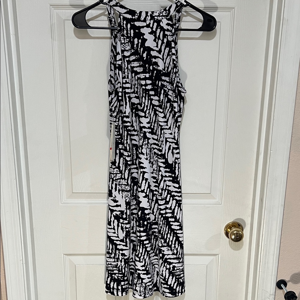 Kenneth Cole Black and White Patterned Women's Dress - Picture 7 of 14